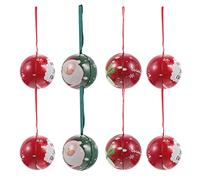 YARNOW Boîtes à Bonbons -Blanc Ball 8 Pièces Motifs de Noël, Boîte Ronde Réutilisable et Décorative pour Emballage Suspendre Sapin Style