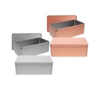 YARNOW Boîtes de Rangement Boîtes Rectangulaires Lot de 4 en Fer-blanc Légères et Polyvalentes Couvercle pour Bijoux et Coins en Hôtel ou Restaurant