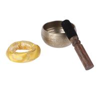 YARNOW Bol Spirituel en Cuivre 8cm avec Maillet en Bois et Coussin pour Contemplation, Crée une Atmosphère Apaisante et Restauratrice, Coffret Complet 3 Pièces