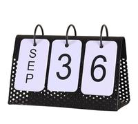 YARNOW Calendrier Perpétuel en Fer Noir Pages à Retourner, Décoration Intérieure Créative pour Bureau et Maison, Ornement de Table Fonctionnel et Élégant