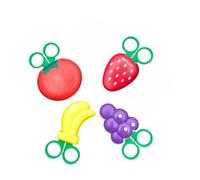 YARNOW Ciseaux de Sécurité pour Garçons et Filles Fournitures Scolaires Créatives 4 Pièces Lame en Acier Inoxydable, Poignée Ergonomique de Fruits pour Garçon et Filles Dès 4 Ans
