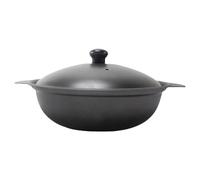 YARNOW Cocotte en Fonte Noire Double Poignée en Métal et Bakélite, Marmite à Braiser Multifonction pour Cuisson Sûre et Plats Mijotés