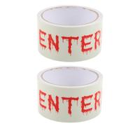 YARNOW Lot de 2 rubans de signalisation lumineux pour Halloween : 3 m x 0,5 cm. Ruban de signalisation lumineux « Défense d'entrer » pour décorations de fêtes et d'extérieurs effrayants.