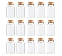 YARNOW Lot de 20 Pots Dragées Baptême en Verre Transparent Bouchon en Bois, Mini Bouteille Verre 20ml pour Présents DIY et Décorations Maison