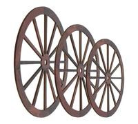 YARNOW Lot de 3 Roues Décoratives Murales en Bois Massif Style Vintage 30cm 25cm 20cm, Ornement Rustique pour Salon, Bureau et Jardin - Décoration Murale de Roue Chariot, Décor Rétro