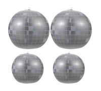 YARNOW Lot de 4 Ballons Disco Argentés en Pvc Faciles à Gonfler Effet Réfléchissant pour Décoration Vintage de Fête D'été et Soirée Disco