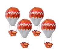 YARNOW Lot de 5 Ballons en Aluminium Forme Montgolfière Orange et Blanc, Décoration de Fête Extérieure, Résistants et Légers pour Photos et Anniversaires