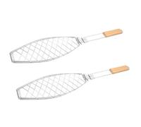 YARNOW Panier à Griller Poisson en Acier Inoxydable 2pcs avec Poignée Détachable, Multi-Fonctionnel et Sûr, pour Barbecue en Plein Air et Camping