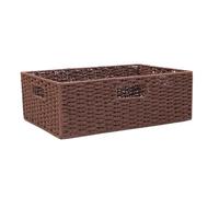 YARNOW Panier en Osier Rangement Marron avec Poignée Boîte de Rangement Multifonctionnelle en Corde de Papier pour Décoration Maison