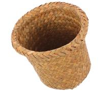 YARNOW Poubelle Décorative Tressée en Paille Marron Saine et Sûre, Panier à Déchets Naturel pour Chambre, Taille Xl 24x20cm, Style Rustique