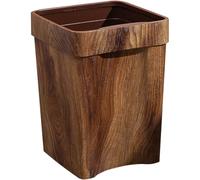 YARNOW Poubelle Imitation Grain de Bois 11l en Plastique Facile à Nettoyer et Lavable pour Salon ou Salle à Manger Design Rétro
