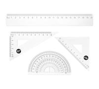 YARNOW Règle triangulaire Set Géométrique 4 Pièces en ABS Transparent, Règle multifonctionnelle, Outil de dessin incassable pour École saison et Anniversaires
