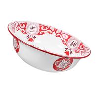YARNOW Saladier en Émail Rouge Vintage Grosse Capacité, Bol Mélangeur Polyvalent pour Laver Légumes, Pétrir Pâte et Servir Soupe Cuisine