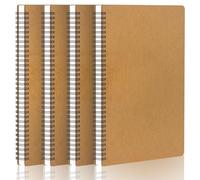 Yarotm Cahier A4 Petit Carreaux - Lot de 4 Carnets de Notes A4 - Cahiers Spirale Carreaux 5mm - 100g/m² Papier 60 Feuiles Bloc Note Spirales - Kraft Couverture Rigide Notebook a4