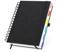 Yarotm Cahier A5 Spirale Noir - 1 Pièce Carnet de Notes Ligné - A5 Agenda Notebook Cuir PU 21.3x14.5cm - 100g / m² Papier Bloc Note de Feuilles Lignées 7mm 240 Pages - Journal Couverture Rigide