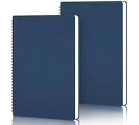 Yarotm Cahier Page Blanche A4-2 PCS Cahiers à Spirales - Bleu Foncé Bloc Note A4-100GSM Carnet Feuille Blanche - 21x29.2cm Carnet Spirale A4-60 Feuilles/120 Pages Carnet de Voyage