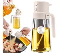 YARRAMATE Pulvérisateur d'huile 2 en 1 pour huile de cuisine facilement rechargeable, flacon spray huile de cuisine de 470 ml, spray facile à vaporiser pour friteuse à air chaud (blanc)