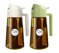 YARRAMATE Pulvérisateur d'Huile 470 ml 2 en 1 en Verre Ambré Anti-Lumière | 2 pièces Spray Huile Cuisine Qualité Alimentaire - Verseur et Pulvérisateur, pour Friteuse à Air et le Barbecue (blanc&vert)
