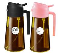 YARRAMATE Pulvérisateur d'Huile 470 ml 2 en 1 en Verre Ambré Anti-Lumière | 2 pièces Spray Huile Cuisine Qualité Alimentaire - Verseur et Pulvérisateur, pour Friteuse à Air et le Barbecue(Noir&rose)