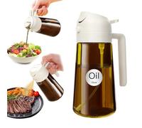 YARRAMATE Pulvérisateur d'Huile 470 ml 2 en 1 en Verre Ambré Anti-Lumière | Spray Huile Cuisine Qualité Alimentaire - Verseur et Pulvérisateur, pour Friteuse à Air et le Barbecue (blanc)