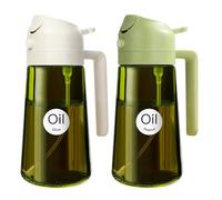 YARRAMATE Pulvérisateur d'Huile 470 ml 2 en 1 Verre Vert Foncé Anti-Lumière | 2 pièces Spray Huile Cuisine Qualité Alimentaire - Verseur et Pulvérisateur,pour Friteuse à Air et le Barbecue(blanc&vert)