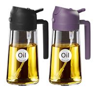 YARRAMATE Pulvérisateur d'Huile d'Olive 470 ml 2 en 1 en Verre pour Cuisine | Lot de 2 Spray Huile Cuisine avec Fonction Verseur et Pulvérisateur,pour Friteuse à Air et le Barbecue(Noir&violet)