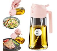 YARRAMATE Pulvérisateur d'Huile d'Olive 470 ml 2 en 1 en Verre pour Cuisine | Spray Huile Cuisine avec Fonction Verseur et Pulvérisateur, Idéal pour la Friteuse à Air et le Barbecue(Rose Pêche)