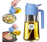 YARRAMATE Pulvérisateur d'Huile d'Olive 470 ml 2 en 1 en Verre pour Cuisine | Spray Huile Cuisine avec Fonction Verseur et Pulvérisateur, Idéal pour la Friteuse à Air et le Barbecue (Bleu ciel)