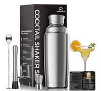 YARRAMATE Shakers à Cocktails 8 pièces, 700 ML Shaker Cocktail INOX avec Passoire Intégrée, Kit Isotherme avec Jigger, Cuillère, Pilon, Verseurs et Recettes pour Bar Maison (01_Normal)