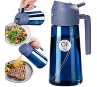 YARRAMATE Vaporisateur d'Huile 470 ml 2 en 1 en Verre Bleu Anti-Lumière UV | Spray Huile Cuisine Qualité Alimentaire - Verseur et Pulvérisateur, pour Friteuse à Air et le Barbecue (marine)