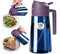 YARRAMATE Vaporisateur d'Huile 470 ml 2 en 1 en Verre Bleu Anti-Lumière UV | Spray Huile Cuisine Qualité Alimentaire - Verseur et Pulvérisateur, pour Friteuse à Air et le Barbecue(Violet)