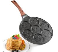 YASHE 7 Fori Pancake Padella per Bambini con Smiley, Alluminio Pressofuso