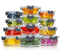 Lot de 12 Lunch Box Verre Réutilisables, Boite Alimentaire Verre avec Couvercle Hermétique