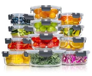 YASHE Boite Alimentaire Verre avec Couvercle Hermétique - Lot de 12 Lunch Box Verre Réutilisables, Sans BPA, Compatibles Micro-ondes, Four, Lave-vaisselle, Congélateur