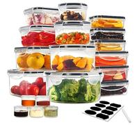 YASHE Boîte Conservation Alimentaire 38 Pièces, Sans BPA Boîte Alimentaire Set, Plastique Boîte Hermetique Alimentaire, 100% Étanche, Adaptés au Micro-ondes et au Congélateur