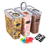 YASHE Boîte de Rangement Cuisine Lot de 3, 3.7L Sans BPA Boîtes Conservation Alimentaire en Plastiqueavec Couvercle, Boîte Hermetiques Alimentaires avec Étiquettes pour Céréales et Aliments