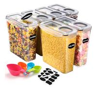 YASHE Boîte de Rangement Cuisine Lot de 6, 3.7L Sans BPA Boîtes Conservation Alimentaire en Plastiqueavec Couvercle, Boîte Hermetiques Alimentaires avec Étiquettes pour Céréales et Aliments