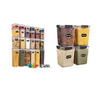 YASHE Boite Hermetique Alimentaire, 24 Boîtes Alimentaires en Plastique Sans BPA avec Couvercles & 5.3L Boîte Conservation Alimentaire Lot de 4, Boîte Rangement Cuisine en Plastique