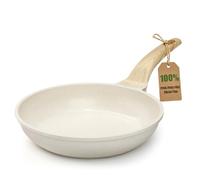 YASHE Poêle antiadhésive 28 cm, non toxique, sans PTFE ni PFAS | Aluminium moulé avec poignée effet bois; chauffe homogène; induction et tous feux; pour œufs, omelettes et viandes
