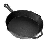 YASHE Poêle Plate en Fonte 26 cm, Idéale pour Saisir des Steaks, Griller des Viandes, Cuisson Intérieure et Extérieure, Noir