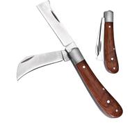 YasJess Serpette Greffoir,Greffoir Couteau Jardin，Serpette Pliante Lame Couteau Pliable Greffe D'élagage Double en Acier Inoxydable de Jardin