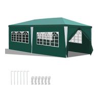 Yaskilosiu 3x6M avec Bâche Latérales Amovibles et Fenêtres Décoratives, Gazebo de Jardin Rapide à Installer Vert TENTE DE CAMPING
