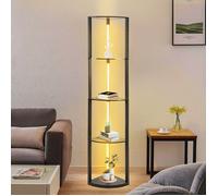 Yaskilosiu étagère pour lampadaire, secteur 4 étagères en bois, 163 cm avec télécommande, noir, LED dimmable LAMPADAIRE