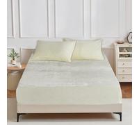 YASMENG Drap-housse en peluche - 200 x 200 cm - Beige crème - Chaud et douillet - 200 x 200 cm - Doux et moelleux - Pour lit à sommier tapissier - Convient pour matelas de 30 cm