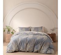 YASMENG Parure de lit 3 pièces en microfibre douce et élégante avec housse de couette de 155 x 220 cm et 2 taies d'oreiller de 80 x 80 cm, doré/gris, motif de feuilles dorées