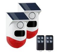 Yasorn Alarme Solaire WiFi Détecteur de Mouvement Infrarouge, Sirène 120dB IP67 Étanche, Télécommande RF, Alerte Push Tuya Smart Life, 4 Modes de Fonctionnement, Extérieur Jardin Maison, Lot de 2