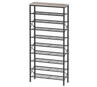 YATINEY Étagère à Chaussures à 10 Niveaux, Porte-Chaussures à Grande capacité, Range-Chaussures d’Entrée, Convient à 40 Paires, pour entrée, Couloir, dortoir, Industriel, Gris Patiné et Noir XSS10BG