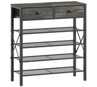 YATINEY Étagère à Chaussures, Porte-Chaussures, Organisateur d’Entrée avec 4 grilles et 2 tiroirs en Non-tissé, pour 20 Paires, pour entrée, Couloir, dortoir, Gris Carbone et Noir XSS25BCY1