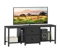 YATINEY Meuble TV, Support pour Téléviseur Jusqu’à 55", Meuble multimédia avec Étagères de Rangement et 2 Tiroirs, pour Salon, Chambre, 120 x 30 x 50 cm, Noir XDS02BB