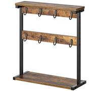 YATINEY Porte Tasses, Porte Mugs Suspendu, avec Large Base de Rangement, Porte Tasses Cafe, Support de Tasse bois, Peut Contenir 8 Tasses, pour cuisine, salon, Marron Rustique et Noir XMH43BR
